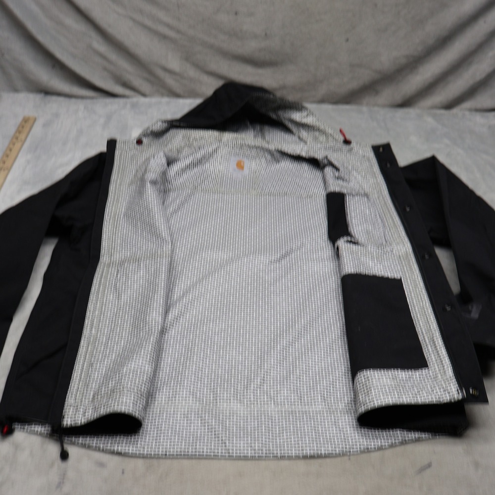 Carhartt Jacket Men Large Black Shoreline Vapor Storm Defender Hooded Waterproof - Picture 6 of 14